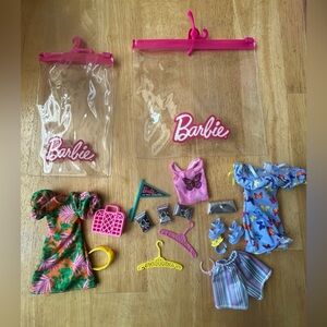Barbie accessories with Ziploc Barbie accessory bag storage. Not vintage